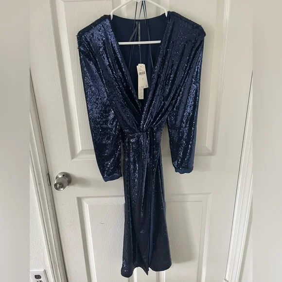 blue sequin dress anthropologie By Anthropologie Sleeveless V-Neck Sequin Mini Dress